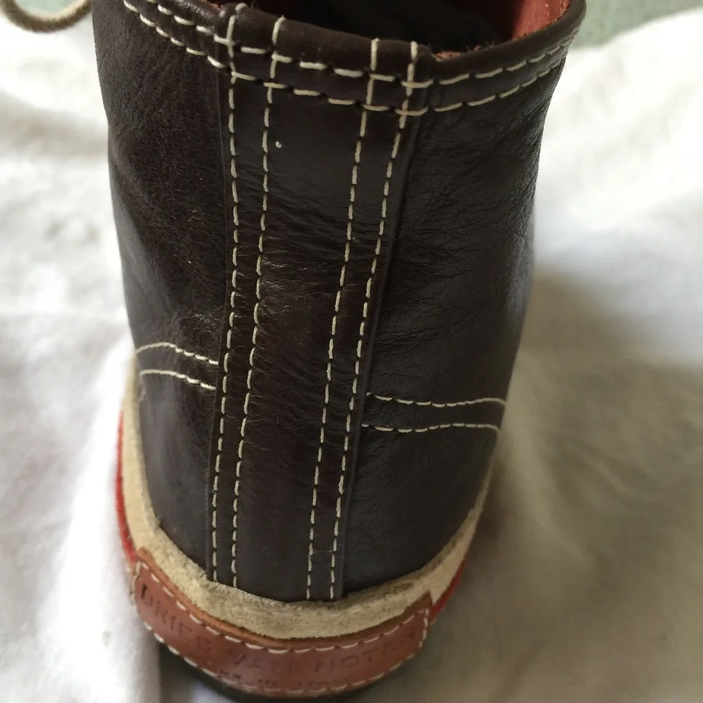 Vintage Never Worn. . Dries Van Noten high top brown leather and suede - Picture 5 of 7